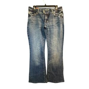 Parasuco Denim Cult Bootcut Jeans Embellished Pockets Blue Wash Size 31 Y2K Rock